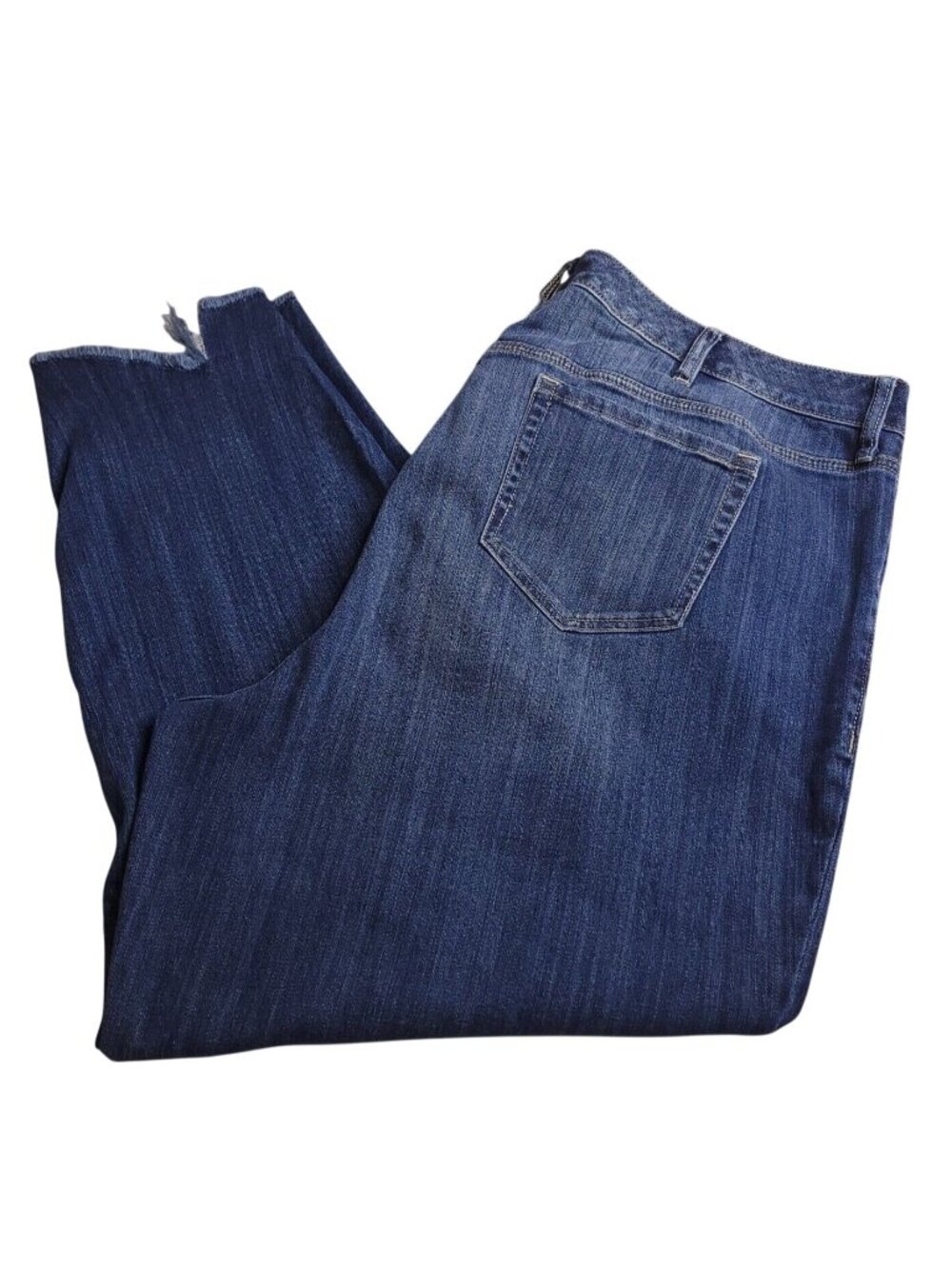 Torrid Denim Girlfriend Jeans 24T Distressed Frayed Hem Medium Wash Stretch